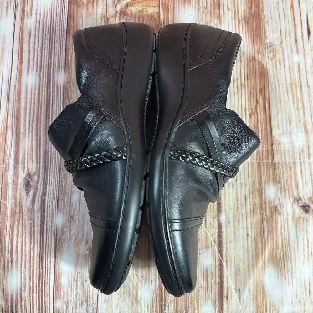 Clarks CORA BRAIDSHOE Size 10 Black Leather Braided Braid Loafers Flats Shoes - Picture 7 of 10